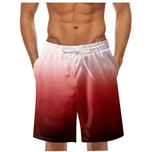 Generic Mens Swimming Shorts Beach Shorts Casual Elasticated Waist Sweat Comfy Jersey Baggy Mens Gym Shorts Surfing Boardshorts Red