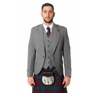 The Scotland Kilt Company Highland Wedding Men's Tweed Argyle Jacket & Vest in Light Grey - Tailored, Comfortable Fit, Long Sleeve Blazer - 38 Short