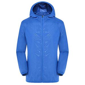 HSD Mens Lightweight Windproof Jackets Packaway Rain Jackets Outdoor Hiking Walking Cycling Jackets Hooded (Blue-2, L)