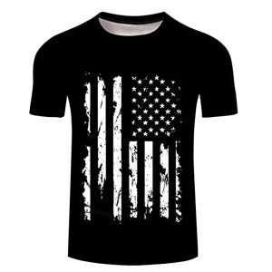 Generic Men's Retro American Flag T-Shirt Short Sleeve Patriotic Independence Day Shirts Workout Bodybuilding Muscle Fit T-Shirt(Black,XX-Large)
