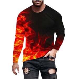 Shirts Men Clearance Shirts Men V Neck T Shirts Men White Undershirts Men Gym Shirts Men Mens Men's Long Sleeve Tops Sale Clearance Flame 3D Print T-Shirts Comfortable Casual Round Neck Pullover Breathable Slim Fit Cotton Tee Shirt Red