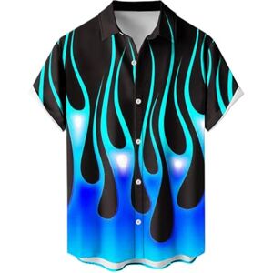 HAOLEI Summer Shirts for Men UK Sale Clearance Short Sleeved Shirts for Men Loose Fit Holiday Shirts Button Down Casual Beach Hawaiian Shirt Floral Printed Shirt Tops S-5XL