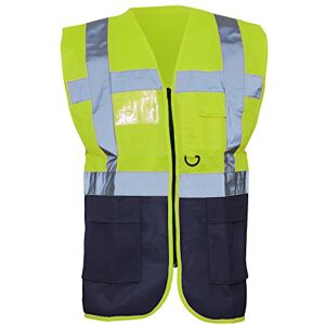 Yoko Hi-Vis Premium Executive/Manager Waistcoat / Jacket (L) (Hi Vis Yellow/Navy)