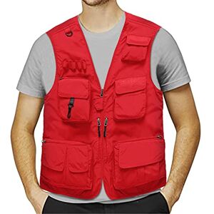 Generisch Men's Jacket Field Emergency Field Fishing Vest with Pockets Trousers Men, red, XXXL