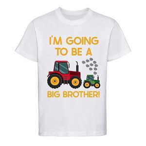 Dovitee 'Promoted to Big Brother' T-Shirt - Fun Tractor Announcement Tee for Boys, Perfect New Sibling Reveal, 100% Comfortable Cotton White