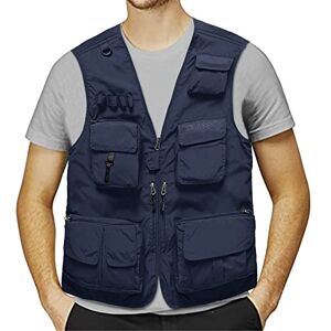 Generisch Men's Jacket Field Emergency Field Fishing Vest with Pockets Trousers Men, navy, XXXXL