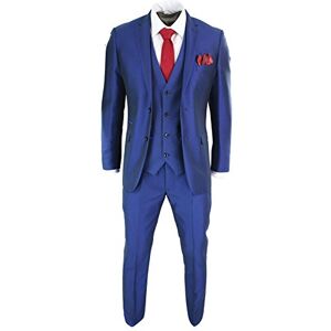 Paul Andrew Mens 3 Piece Shiny Blue Wedding Prom Party Suit Tailored Fit Smart Formal