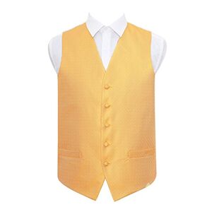 DQT Men Greek Key Patterned Wedding Tuxedo Waistcoat Vest (Marigold, 42")