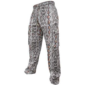 Gheri Snake Printed Cargo Cotton Trousers Brown Small