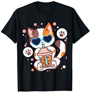 Brother Cat Boba Tea Bubble Tea Kawaii Anime Japanese Neko Girl Teen T-Shirt