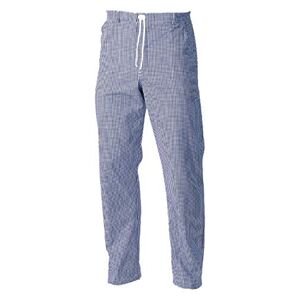 FUSION CATERING Chef's Trousers Blue Check : Unisex Blue Check Elasticated Waistband and Drawstring (L)