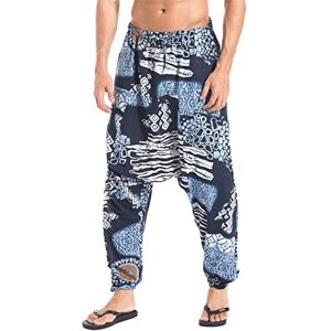 AITFINEISM Men's Hippie Harem Pants Casual Loose Low Crotch Wide Leg Trousers (M, Navy)