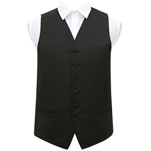 DQT Swirl Patterned Men's Formal Wedding Tuxedo Waistcoat Black 38