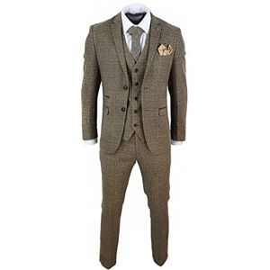 Paul Andrew Mens 3 Piece Suit Tweed Check Vintage Retro Tailored Fit 1920s Brown