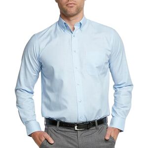 Double Two Men's Blue Non-Iron Button Down Oxford Shirt