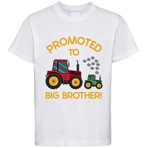 Promoted to Big Brother Tractor Themed Baby Announcement Idea White