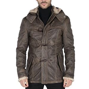 Truclothing.Com TruClothing Men's Trenchcoat Jacket Outwear Windproof Winter Parka Real Leather Jackets Coat Fleece Hood - Brown 5XL