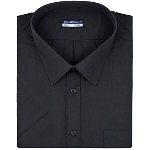 Tom Hagan Mens Formal Shirts Short Sleeve Stylish Plain Coloured Big Sizes 15 to 18 (16.5 (42), Black)