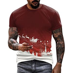 Btlankou Christmas T Shirts Mens Red Santa Printed Short Sleeve O-Neck Tee Shirts Soft Comfortable Wrinkle-Free Tops Men