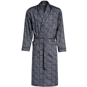 Revise RE-504 Elegant Men's Dressing Gown - Light and thin - 100% cotton– Black/Grey – M