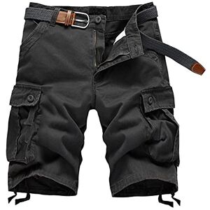 Chryp Summer Cotton Cargo Shorts Men's Loose Work Casual Outdoor Military Short Pants Multi Pocket Hot Breeches (Color : Grey, Size : 44)