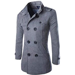 Elonglin Mens Coat Jackets Mi-Long Double Button Blazer Costume Overcoat Dark Grey UK XS (Asian M)