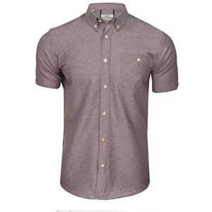 Xact Mens Button Down Oxford Shirt - Short Sleeved (Light Burgundy) S