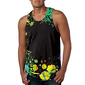 Streetwear, Tank Top Men's T-Shirt Men's Graffiti Print Colourful Sleeveless Functional Shirt Casual Sports Sleeveless Top Casual Tank Shirt Men Wide Quick-Dry Vest Men, black, S