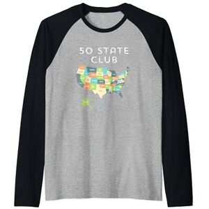 Visited All 50 States Shirt Visit all 50 states shirt, USA map t-shirt gift for travel Raglan Baseball Tee