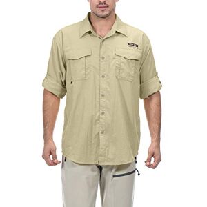 Lda Little Donkey Andy Men's UPF 50+ UV Protection Shirt, Long Sleeve Fishing Shirt, Breathable and Fast Dry Beige L