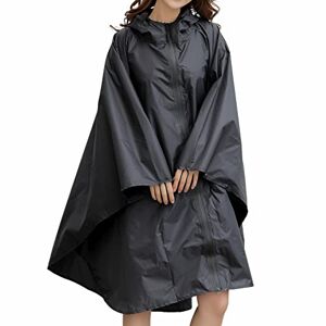 LY4U Womens Waterproof Rain Poncho Coat Men Reusable Lightweight Outdoor Raincoats Zipper Rainwear Rain Jacket with Hood Black