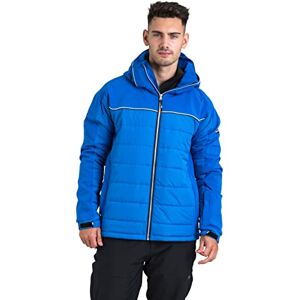 Trespass Drafted, Blue, L, Padded Warm Waterproof Stretch Ski Jacket with removable Hood, Snow Catcher & Ski Pass Pocket for Men, Large, Blue