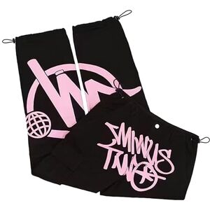 ‼️ Angebot Des Tages Minus Two Cargo Trousers Unisex Y2K Trousers Jeans Baggy 2023 Hip-Hop Cargo Trousers Harajuku Denim Loose Straight Trousers with Print, 1_pink, L