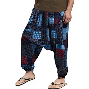 perdontoo Mens Casual Harem Pants Fancy Print Wide Leg Baggy Trousers (Color 13, S)