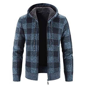 LZPCarra Velvet Drawstring Jackets, Mens Winter Long Sleeved Hooded Fleece Jacket Workout Full Zip Wool Warm Thick Coat Slim-Fit