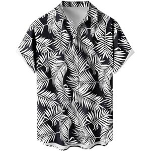 HAOLEI Summer Shirts for Men UK Sale Clearance Short Sleeved Shirts for Men Loose Fit Holiday Shirts Button Down Casual Beach Hawaiian Shirt Floral Printed Shirt Tops S-5XL