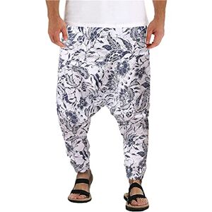 perdontoo Mens Casual Harem Pants Fancy Print Wide Leg Baggy Trousers (Color 4, M)