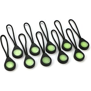 Polymath Products Glo Zip - Ultra-Bright Glow-in-The-Dark Zipper pulls. Ideal kit Markers for Coats, Jackets, rucksacks and Tent Zippers. UK-Made. (10 Pack)