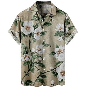 Generic Mens Button Down Party Bowling Shirt Retro 50s Short Sleeve Casual Shirt Tropical Floral Printed Aloha Shirts Tops(Xc-Green,6XL)