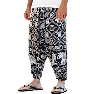 perdontoo Mens Casual Harem Pants Fancy Print Wide Leg Baggy Trousers (Color 6, M)