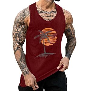 Generic Tank Tops, Tops & Vests for Men Casual Sports Sleeveless Top Cotton Sports Shirt Oversize Beach Shirt Gym Men's Tank Top Sleeveless Tank Top Sleeveless Shirt Men's T-Shirt, F-red, L