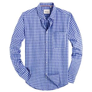 J.VER Men's Plaid Oxford Shirt Long Sleeve Regular Fit Non Iron Smart Casual Button Down Oxford Shirt for Men Adult with Pocket Blue 3XL