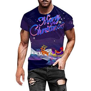 Btlankou Christmas T Shirts Mens Red Santa Printed Short Sleeve O-Neck Tee Shirts Soft Comfortable Wrinkle-Free Tops Men