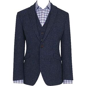 Brook Taverner Men's Stranraer Harris Tweed&#174; Wool Jacket Coat - Tailored, Comfortable Fit, Long Sleeved Elegant Single Breasted Formal Blazer - 46 R Blue