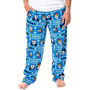 Disney Men's Mickey Mouse Goofy Donald Fair Isle Pajama Pants Big and Tall, Blue, 3X-Large