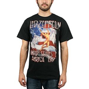 Led Zeppelin Men's Ledzeppelin_Stars N Stripes USA '77 bl_ts: L T-Shirt, Black (Black Black), Large
