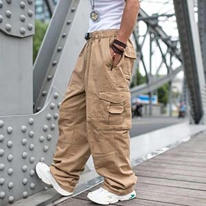 Yujun Trendy Loose Baggy Cargo Pants Men Casual Hiphop Harem Cotton Straight Trousers Wide Leg Plus Size Streetwear Clothing