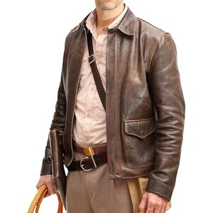 Superior Leather Garments Raiders of The Lost Indiana Mens Jacket Vintage Brown Distressed Leather Harrison Bomber Jacket Real Leather Jacket Mens (UK, Alpha, XXL, Regular, Regular, Brown)