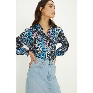 Oasis Slinky Animal Floral Long Sleeve Shirred Cuff Shirt