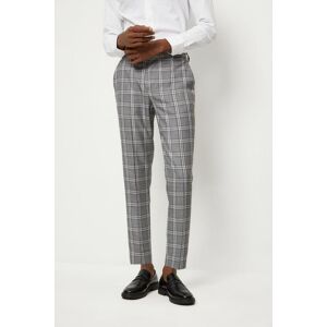 Burton Skinny Fit Grey Textured Check Suit Trousers